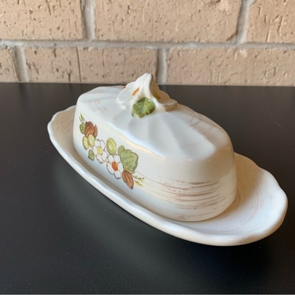 Vernon Ware by Metlox Fruit Basket Butter Dish  Vintage 1960s Made in California - Picture 6 of 13